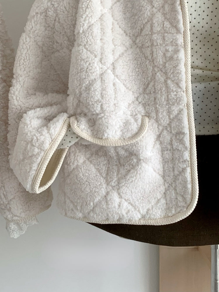 Quilted Embossed Teddy Hooded Coat