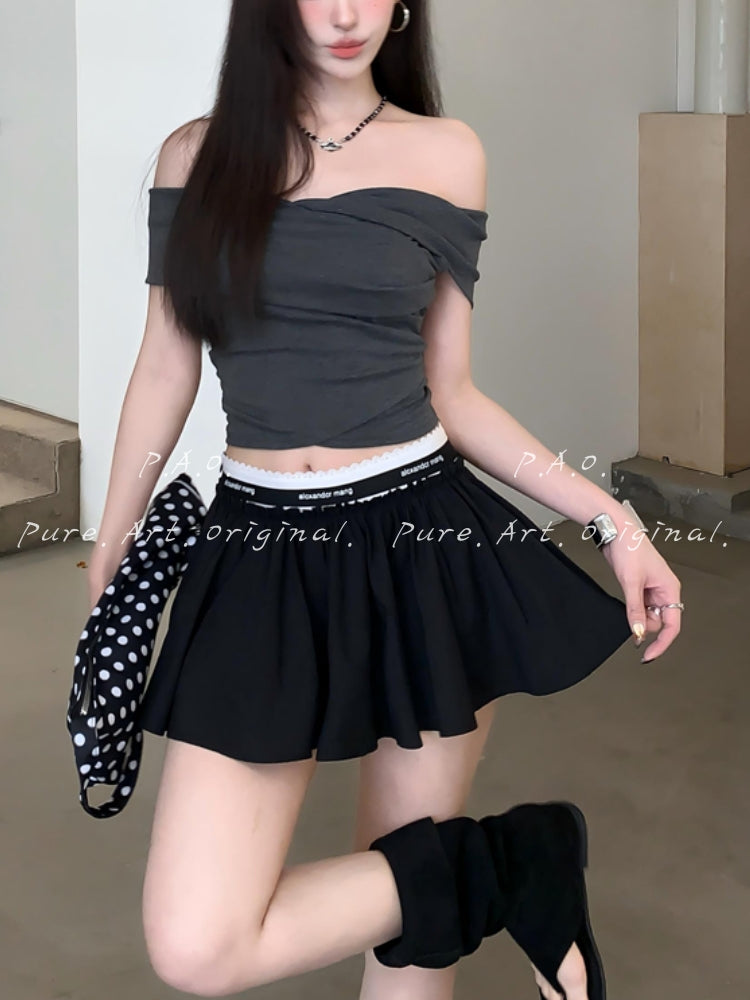 Off-Shoulder Twist Ruched Crop Top