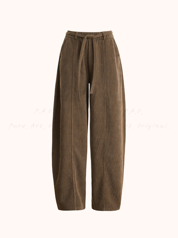 Corduroy Curve-Cut Casual Wide-Leg Pants