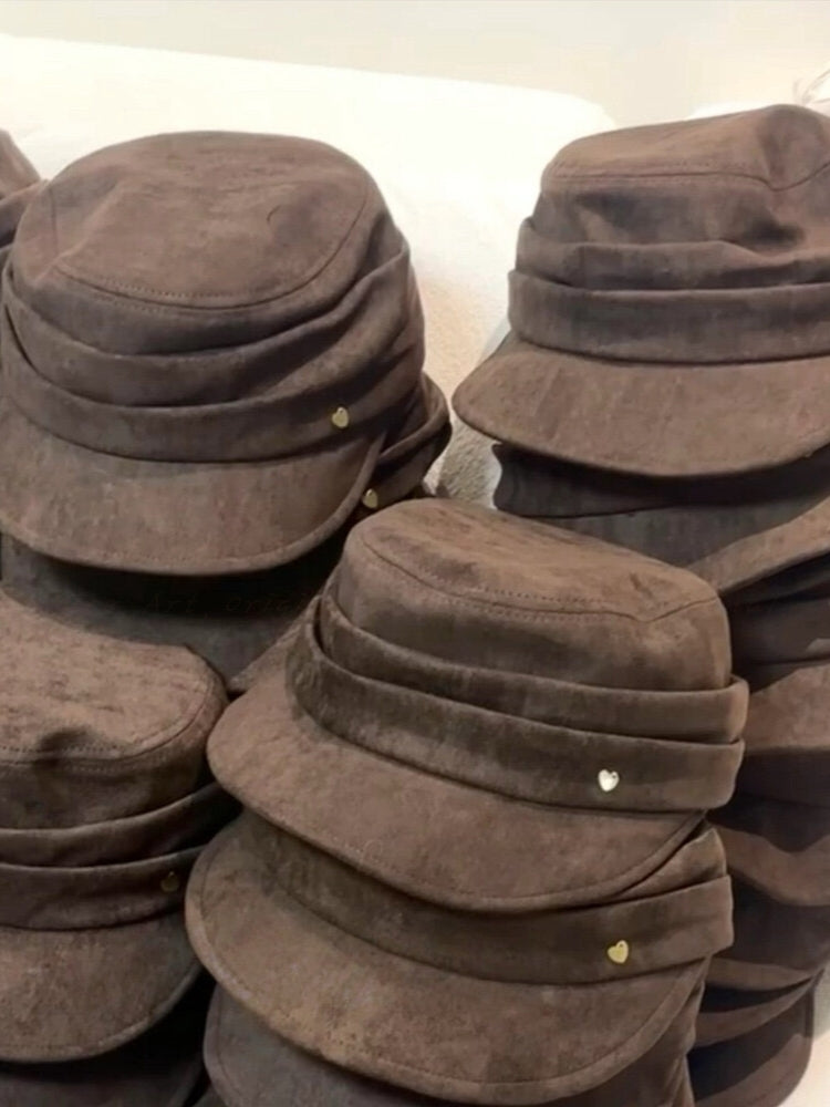 Suede-Look Heart Equestrian Cap