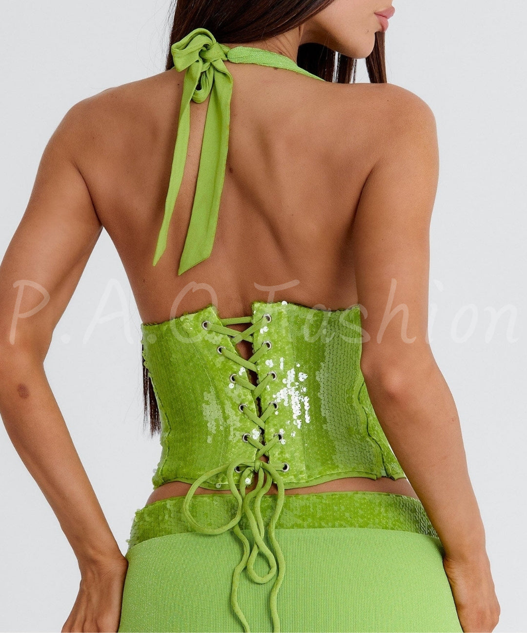 Elowen Sequin Halter Asymmetric Ruffle Set