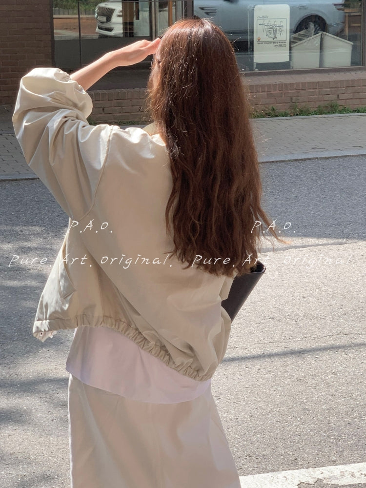 Lightweight Stand Collar Zip-Up Jacket