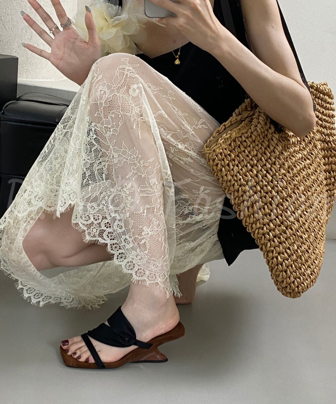 French Twist Sculptural Wedge Sandals with Satin Knot Detail