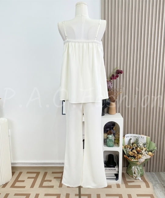 Satin Relaxed Camisole & Wide-Leg Pants Set