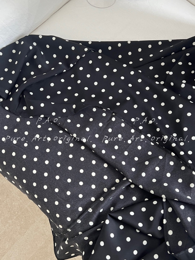 POLKA DOT BUTTERFLY WRAP MAXI DRESS