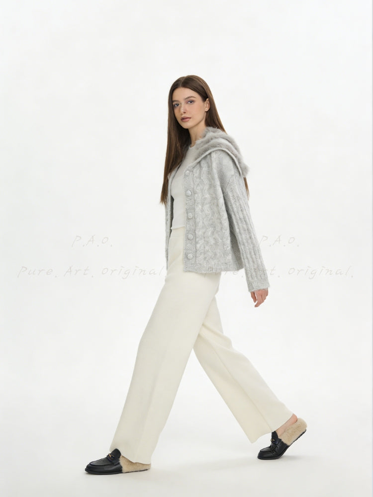 Large Lapel Knit Cardigan Sweater Jacket