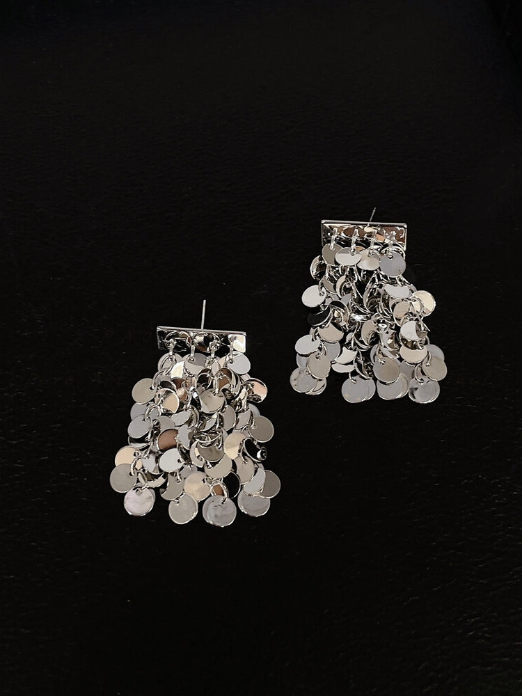 Flowing Galaxy Metallic Sequin Tassel Earrings