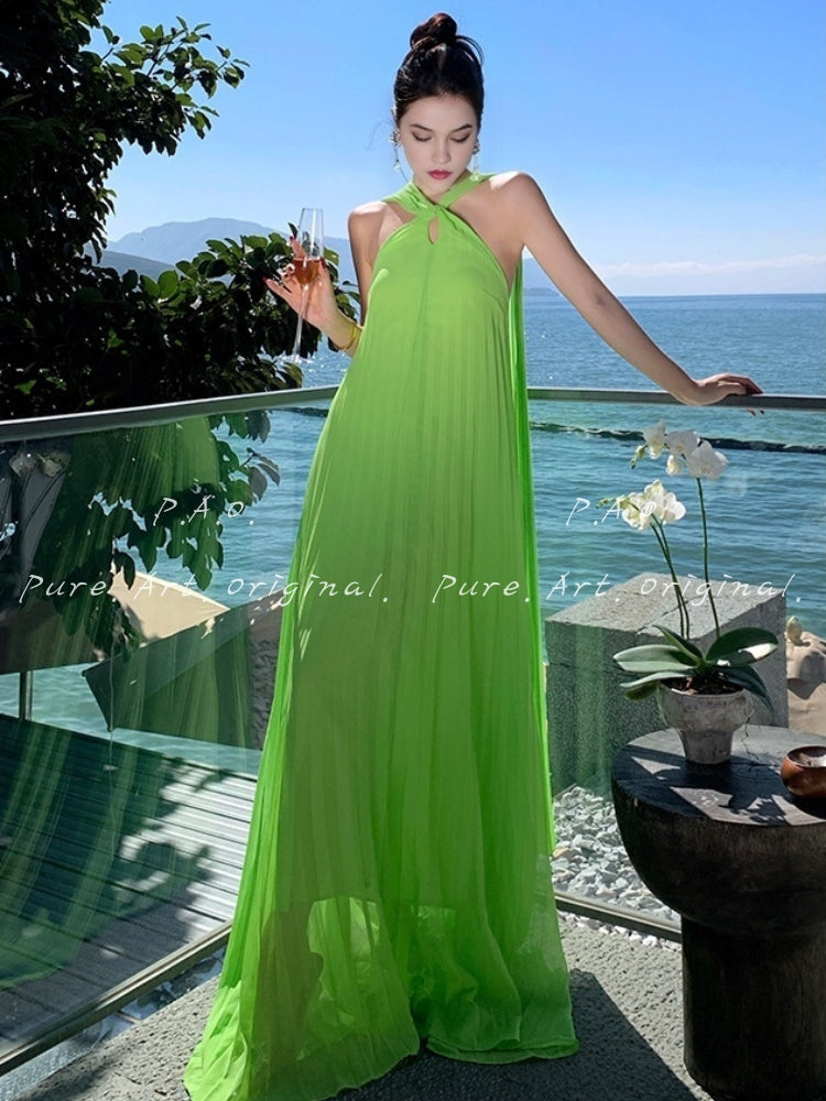 Azure Breeze Pleated Maxi