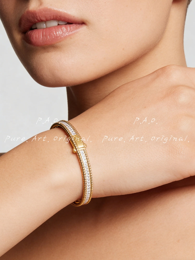 Diamond Twist Gold Bangle