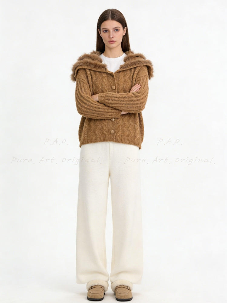 Large Lapel Knit Cardigan Sweater Jacket