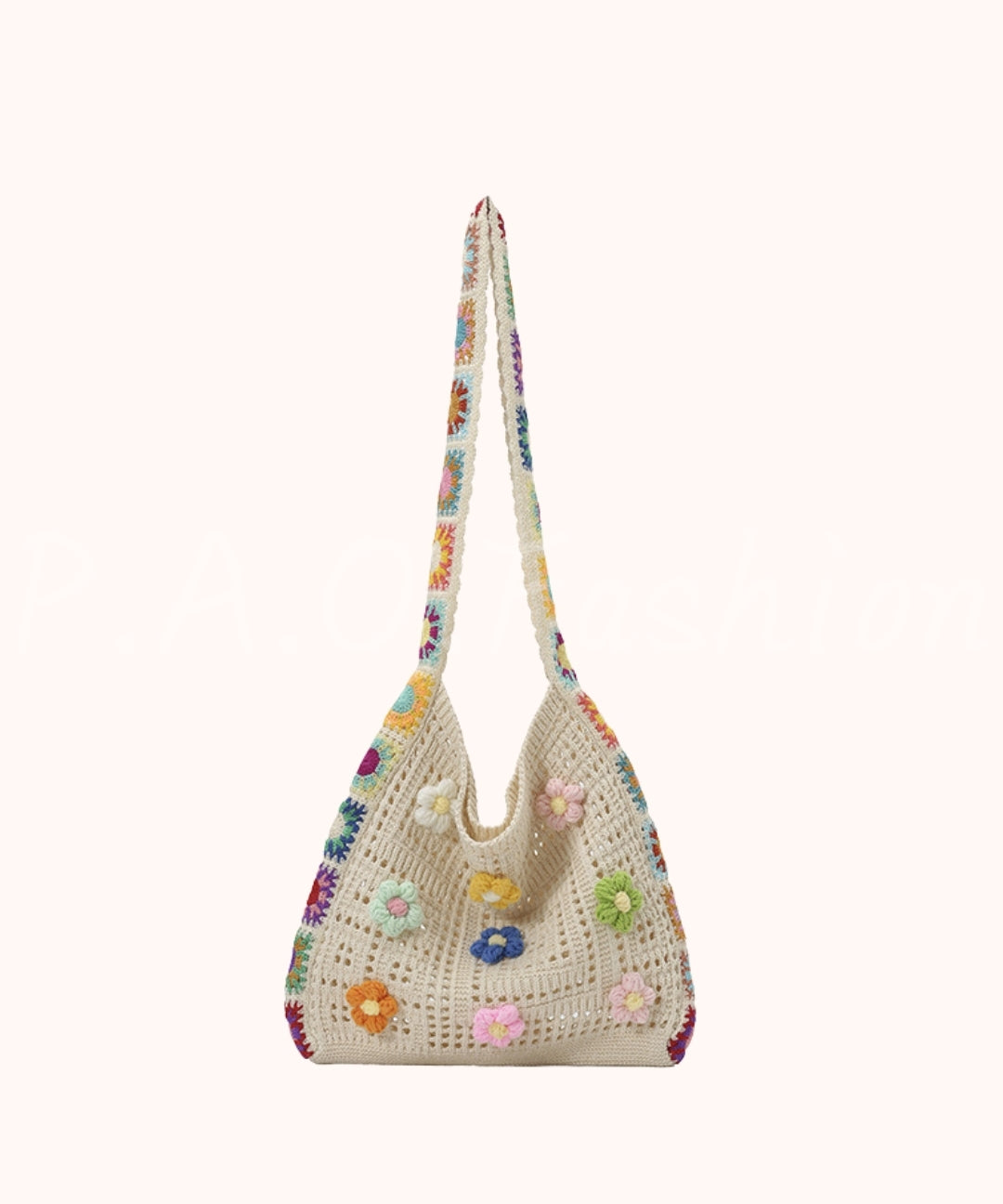 Floral Crochet Hollow Tote Bag