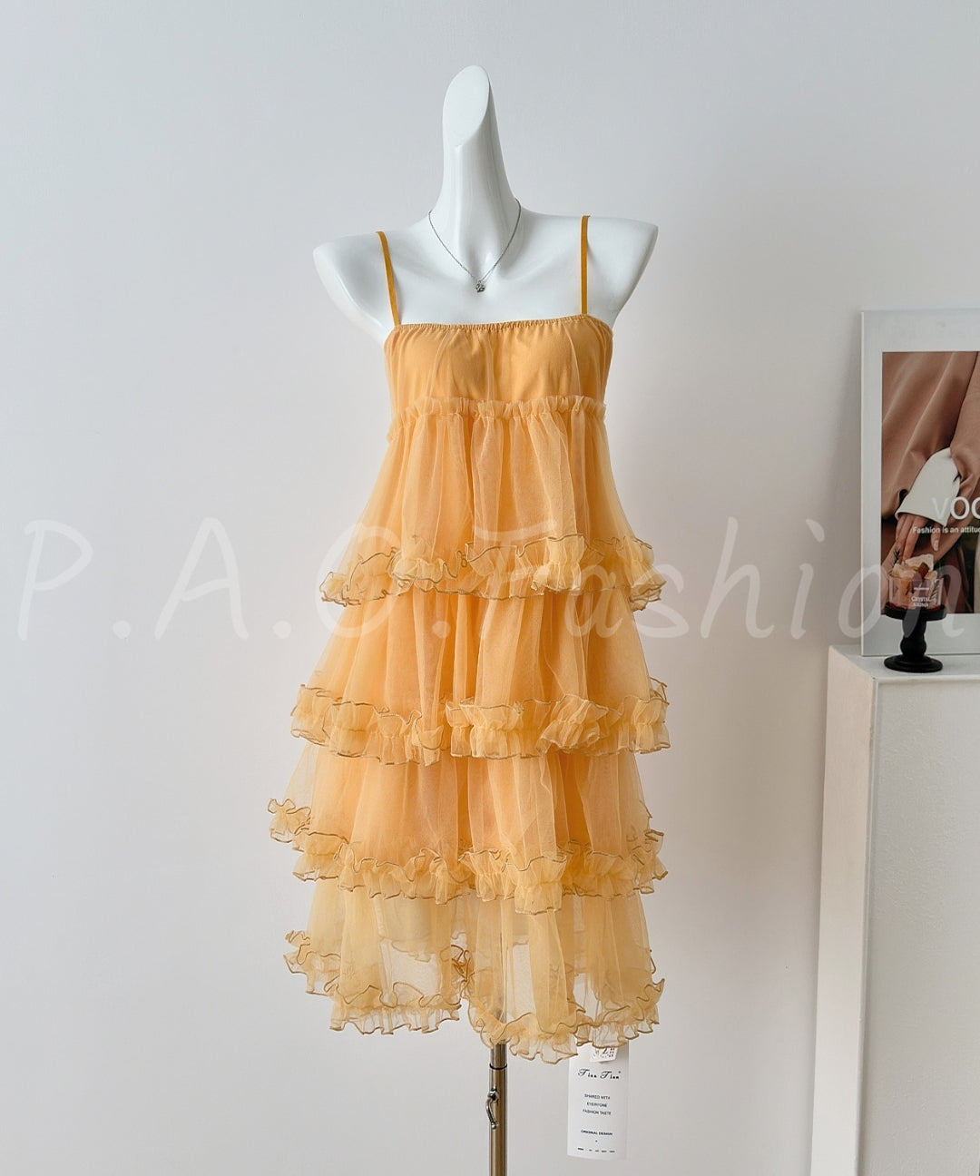 Soft Mesh Tiered Ruffle Mini Slip Dress[Available Now]