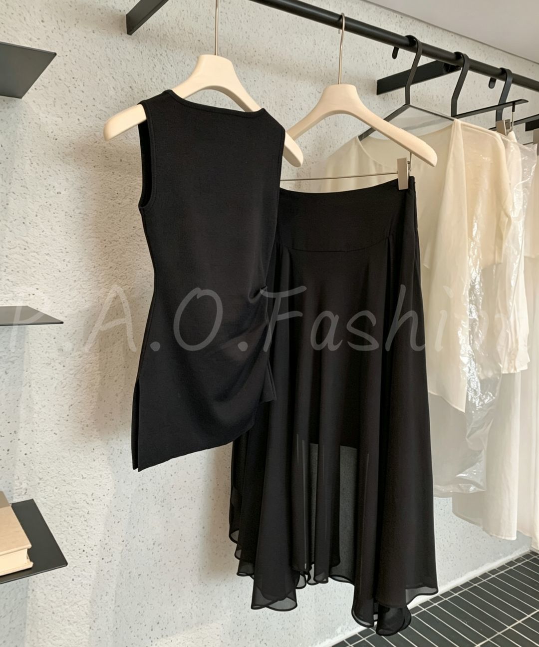 Sleeveless Twist Tank & Asymmetrical Chiffon Maxi Skirt Set