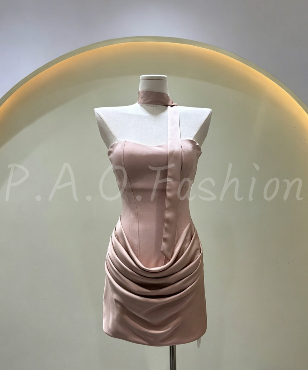 Satin Halter Bandeau Dress[Available Now]
