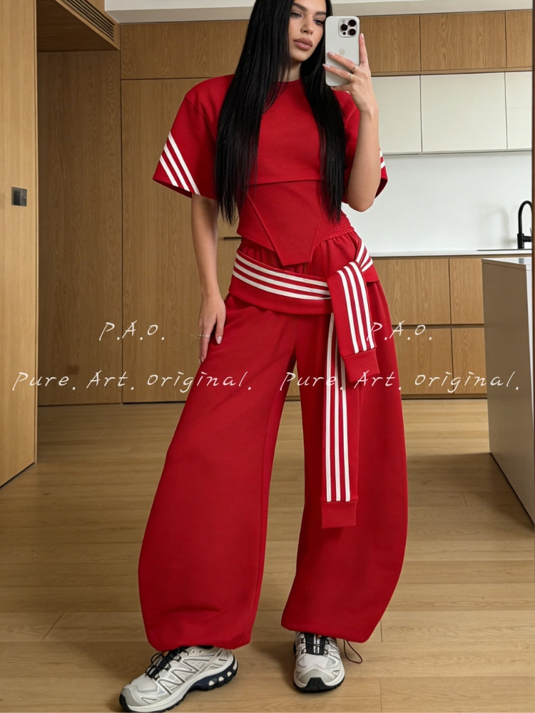 Striped Accent Casual Set