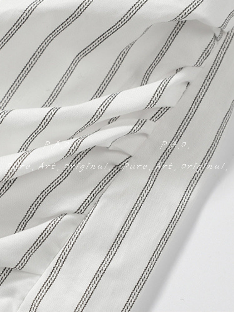 Asymmetric Pinstripe Shirt Dress