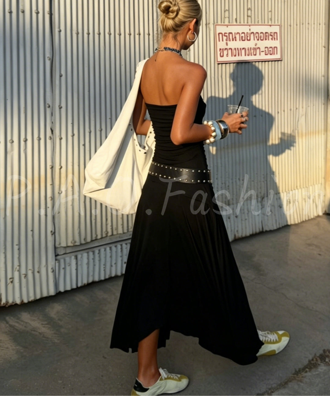 Strapless Ruched Belted Maxi Dress[Available Now]