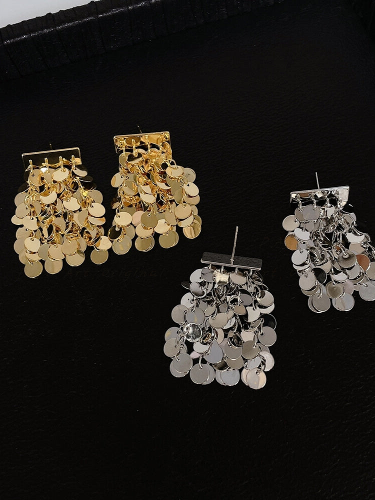 Flowing Galaxy Metallic Sequin Tassel Earrings