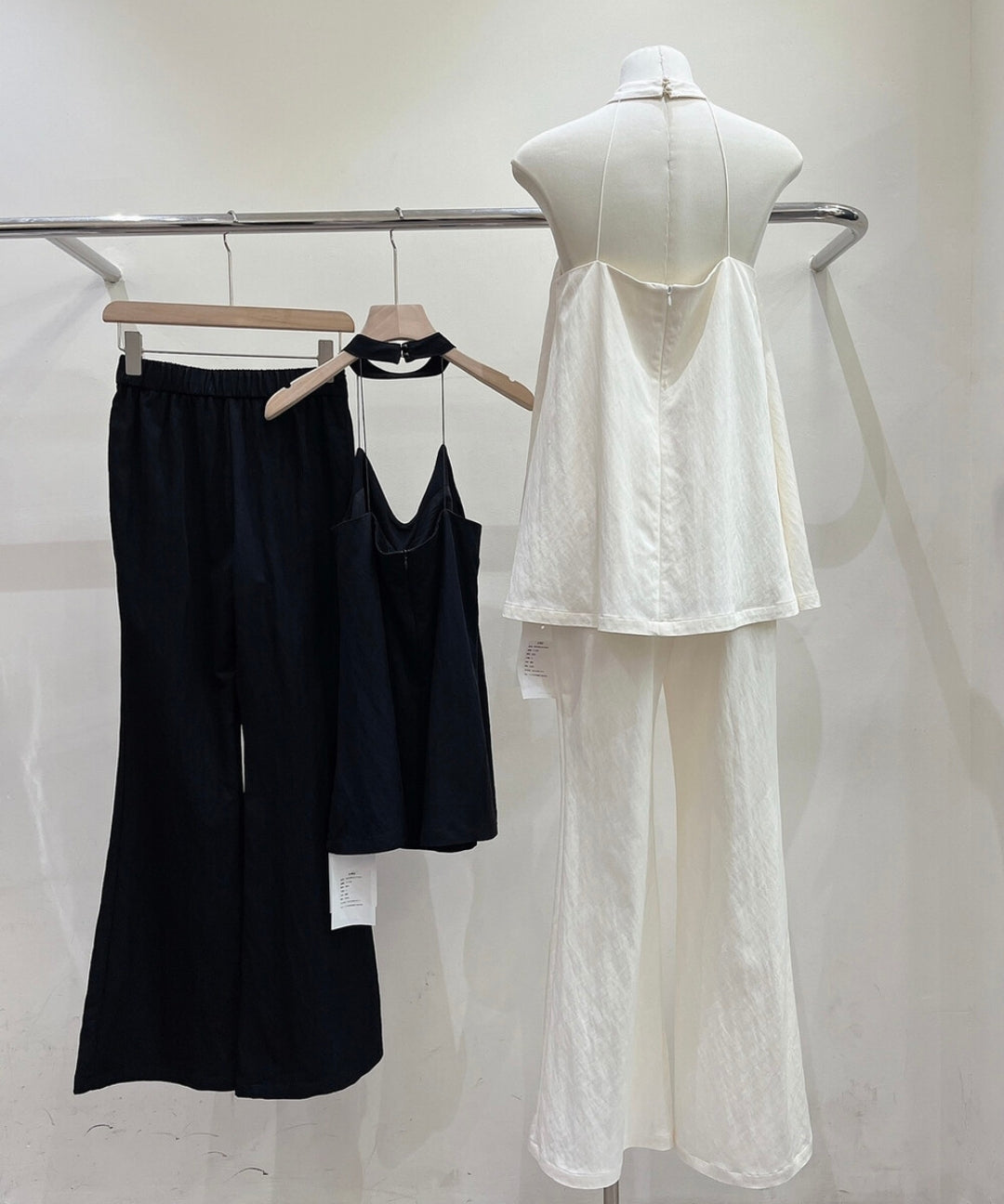 Halter V-Neck Top & Wide-Leg Pants Set[Available Now]