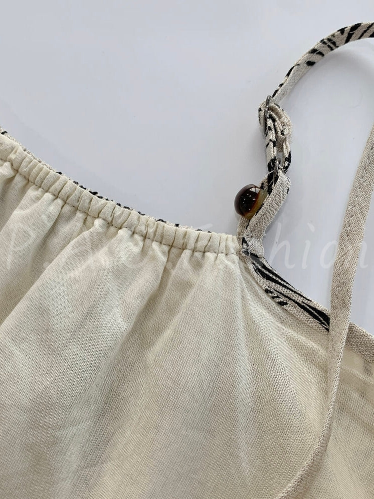 Bohemian Printed Ramie-Tencel Slip Maxi Dress