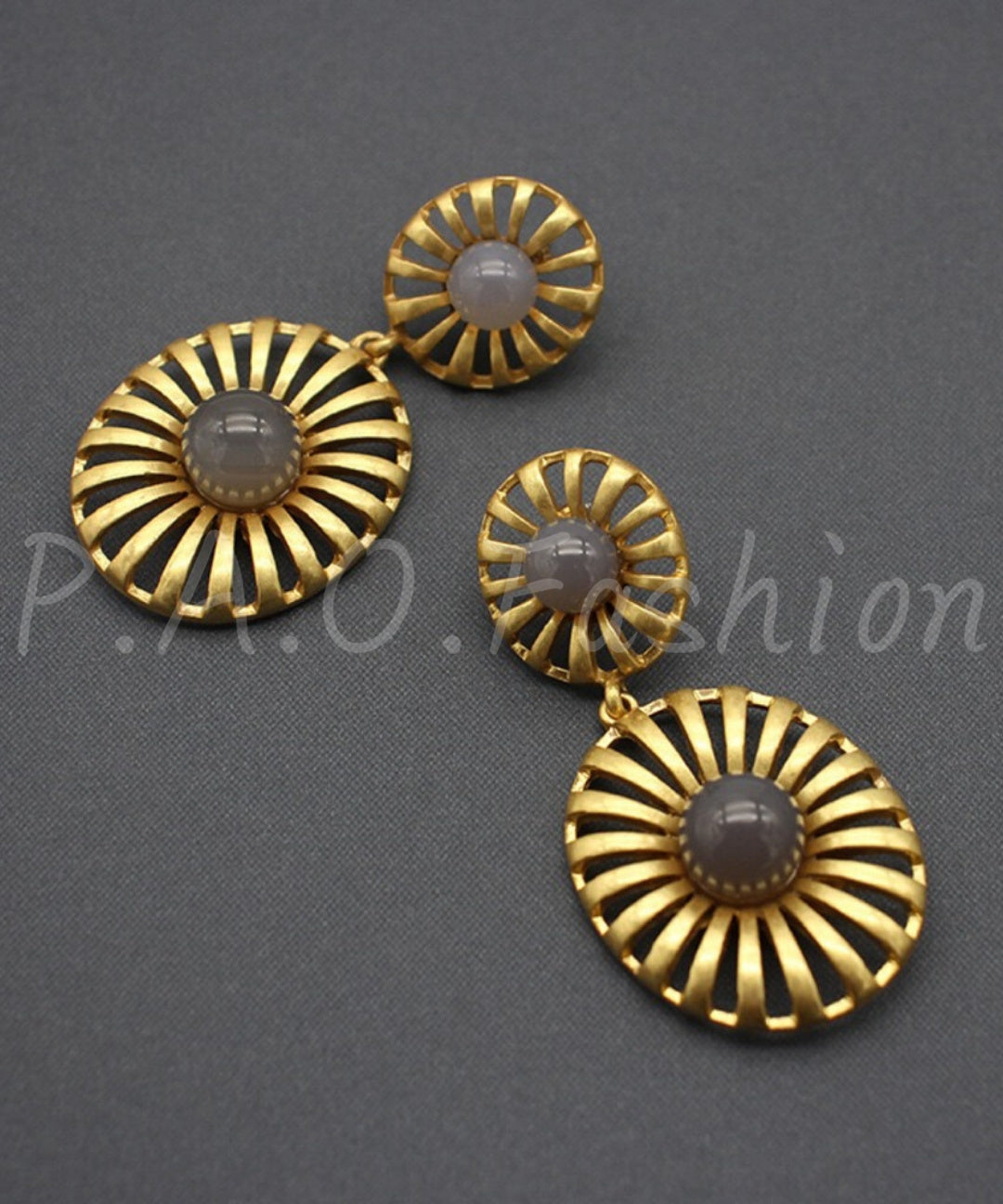 Vintage Brass Sunflower Drop Earrings