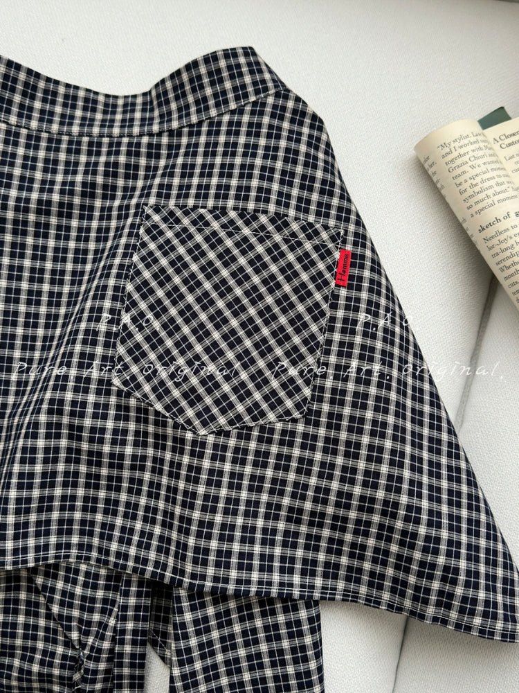 Layered Contrast Wrap‑Style A‑Line Skirt