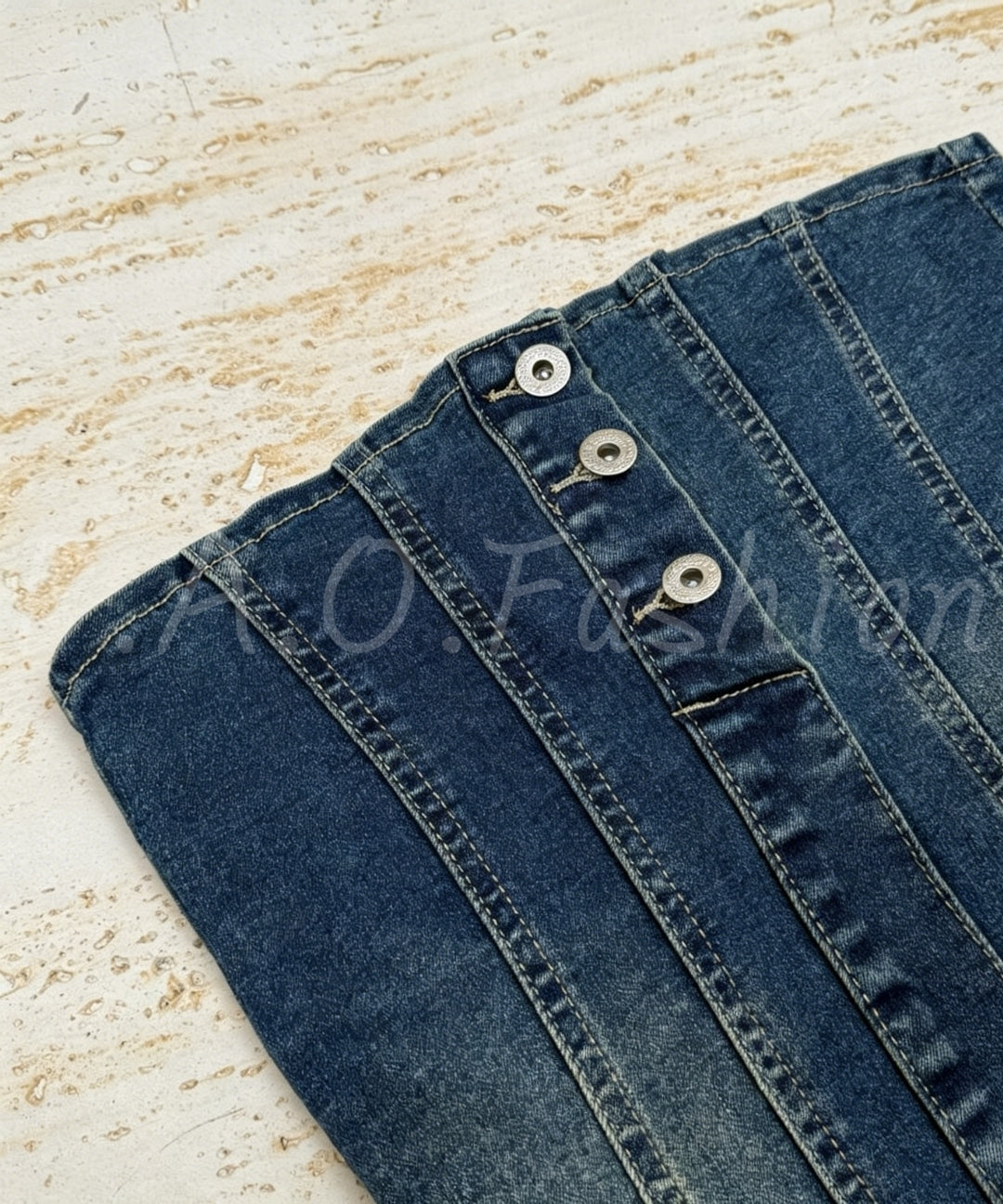 Denim Bandeau Top & Wide-Leg Pants Set[Available Now]