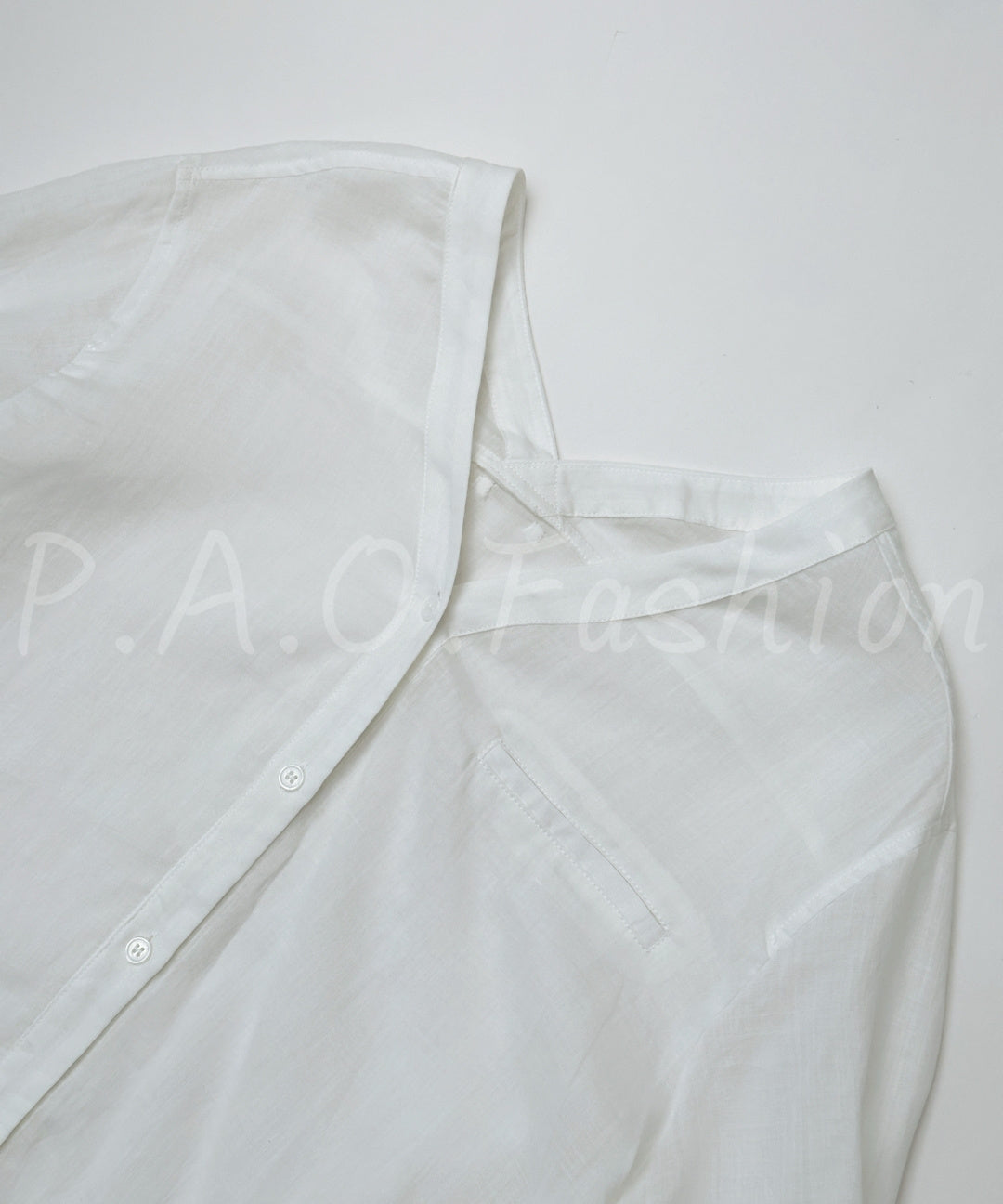 100% Ramie Relaxed V-Neck Shirt