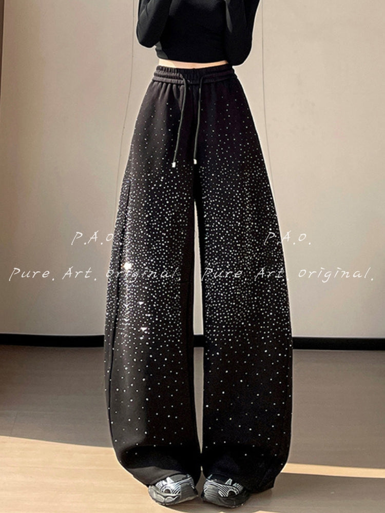 Rhinestone Wide Leg Pants