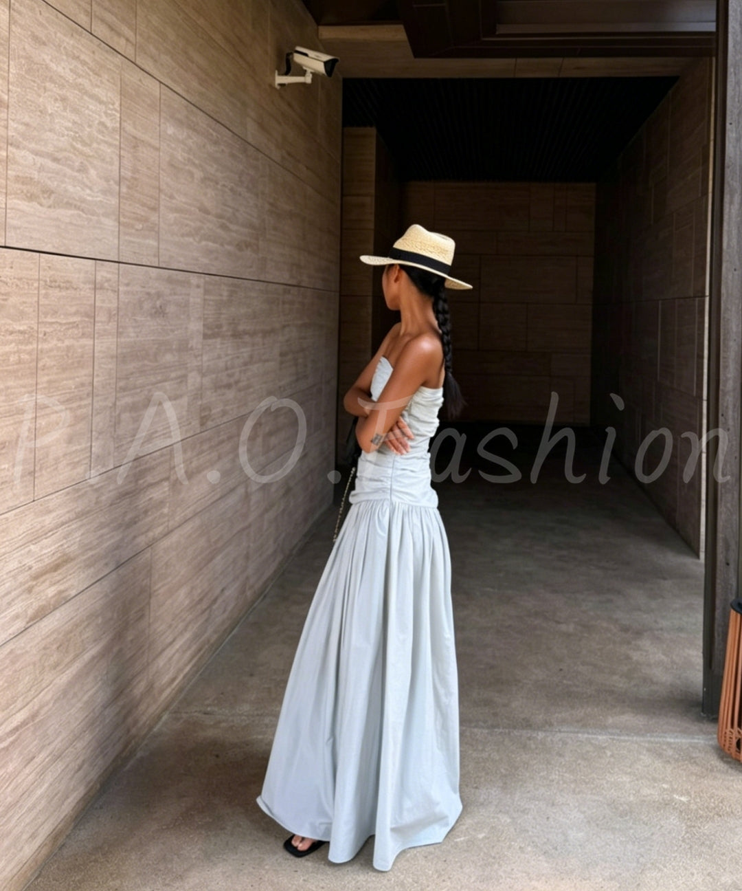 Strapless Pleated Maxi Dress[Available Now]