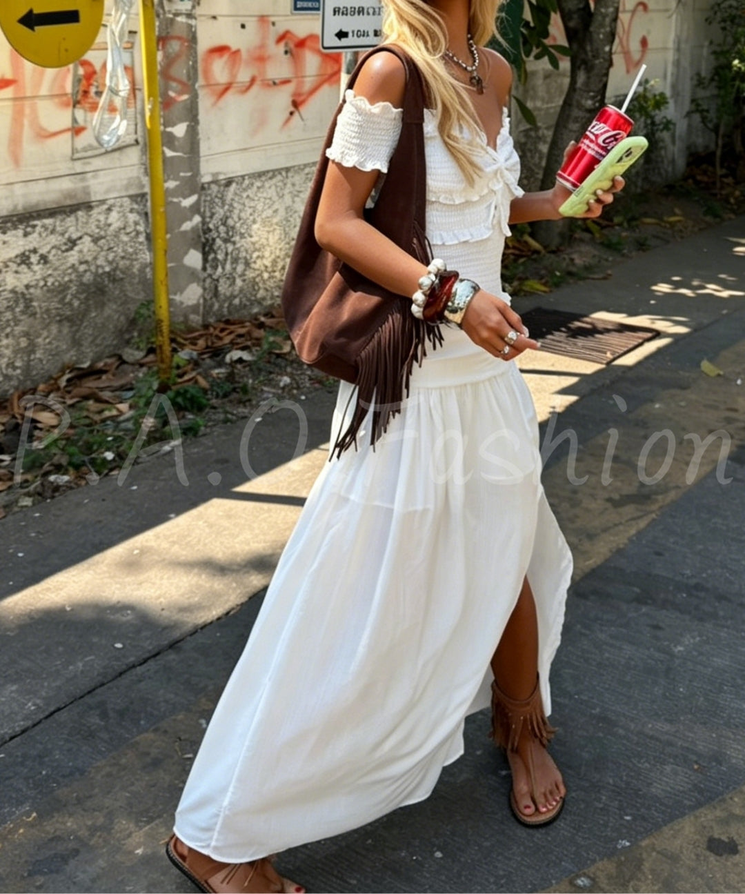 Off-Shoulder Ruched Maxi Dress[Available Now]