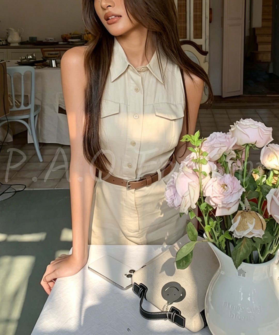 Utility Belted Cotton Maxi Dress