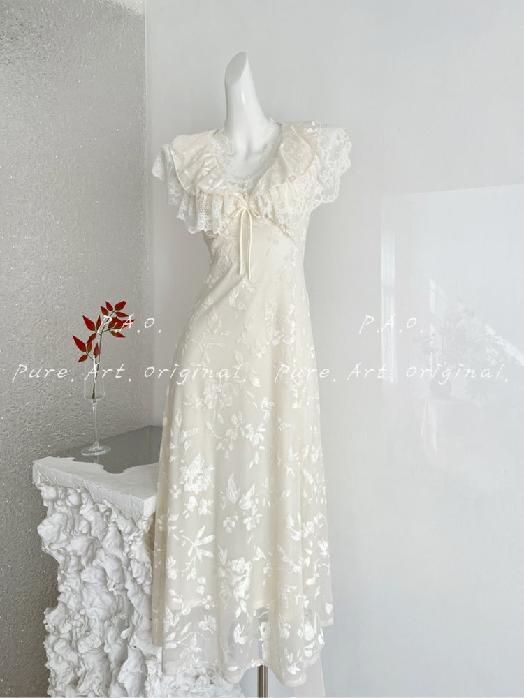 AVERY LACE-UP V-NECK MAXI DRESS