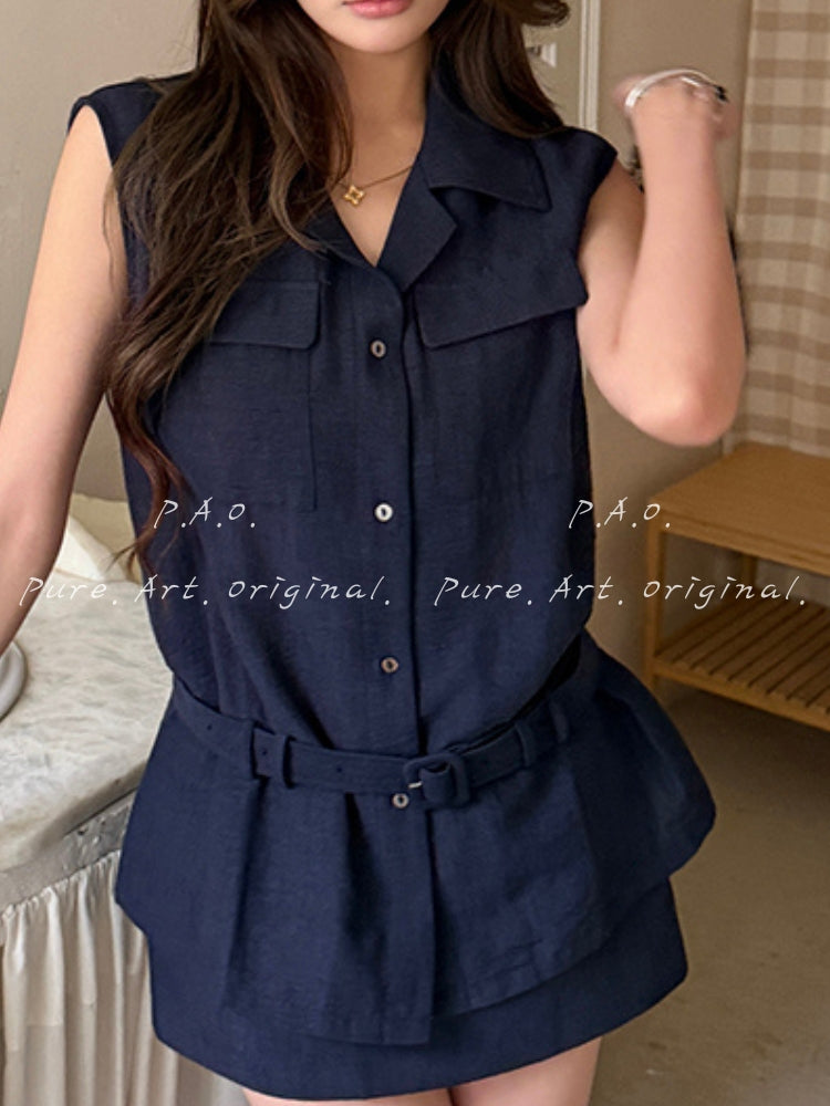 Minimal Linen-Feel Two-Piece Set