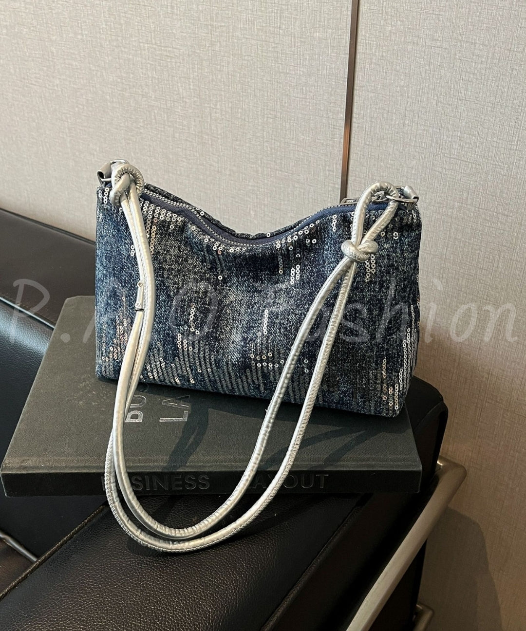 Denim Sequin Underarm Shoulder Bag