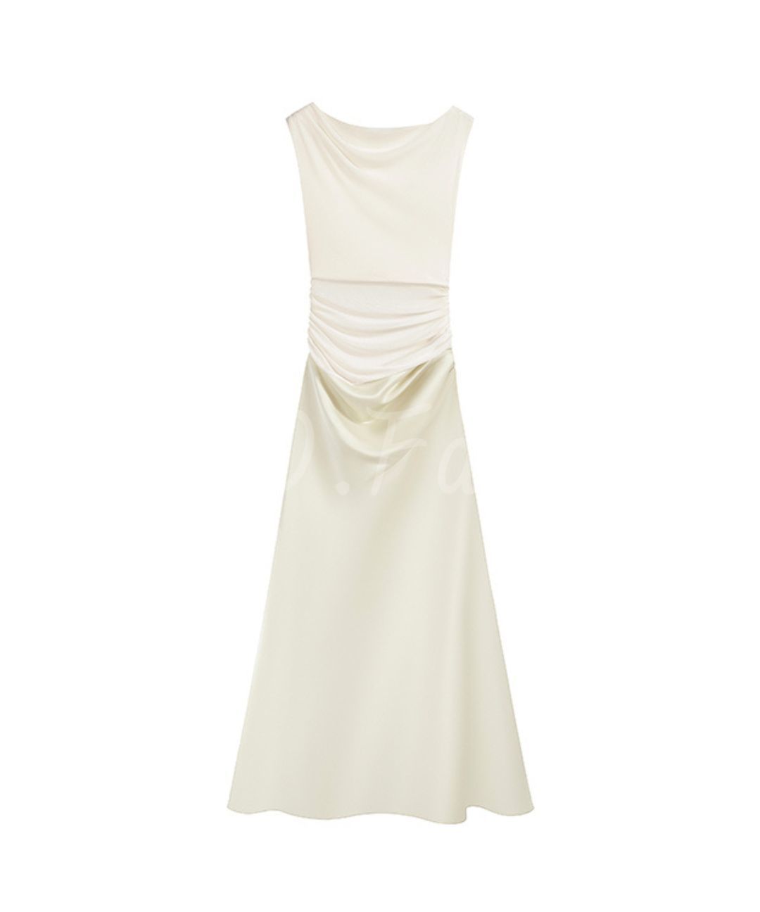 Mesh Panel Satin Maxi Dress