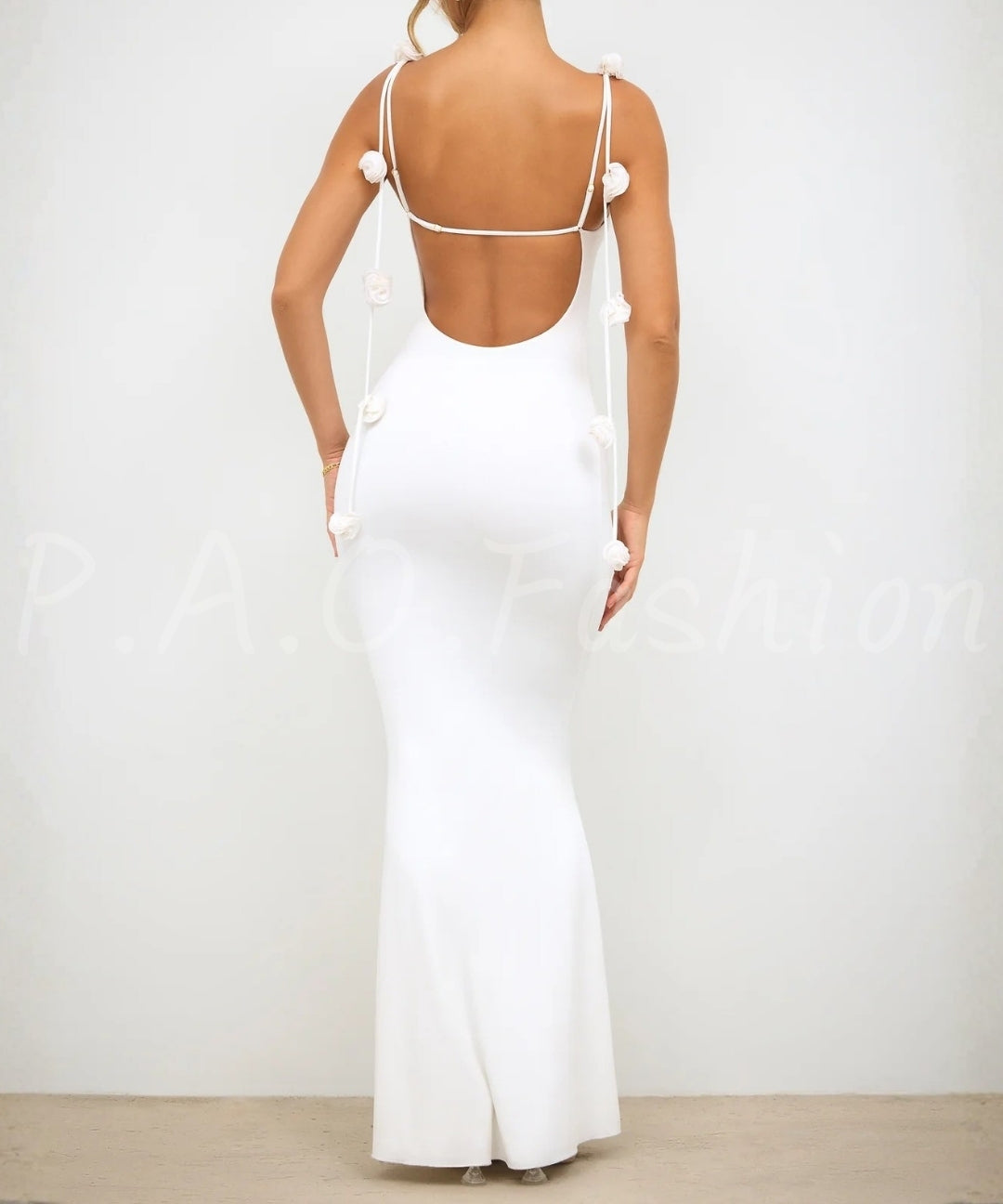 3D Rose Backless Bodycon Maxi Dress[Available Now]