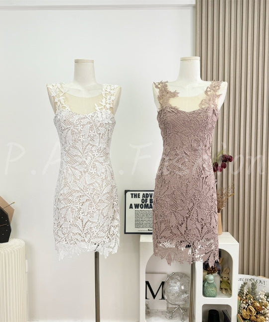 Sleeveless Lace Bodycon Mini Dress