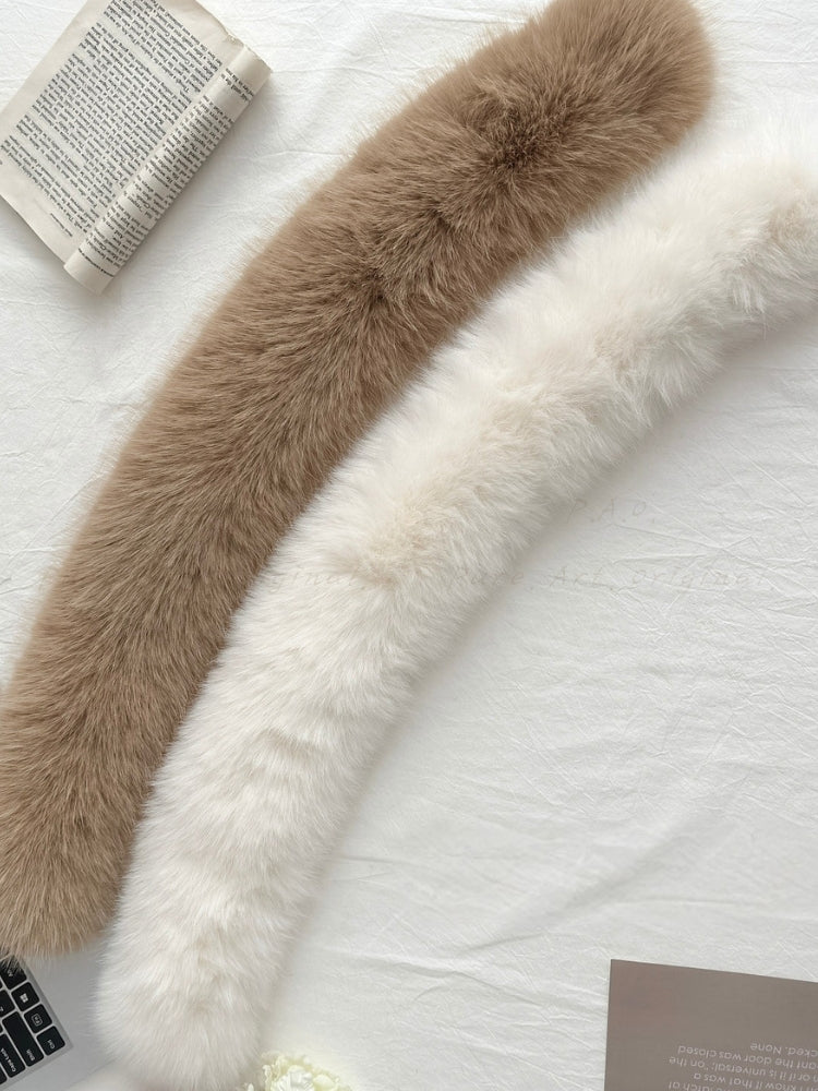 Large Faux Fox Fur Hooded Zip-Up Cardigan