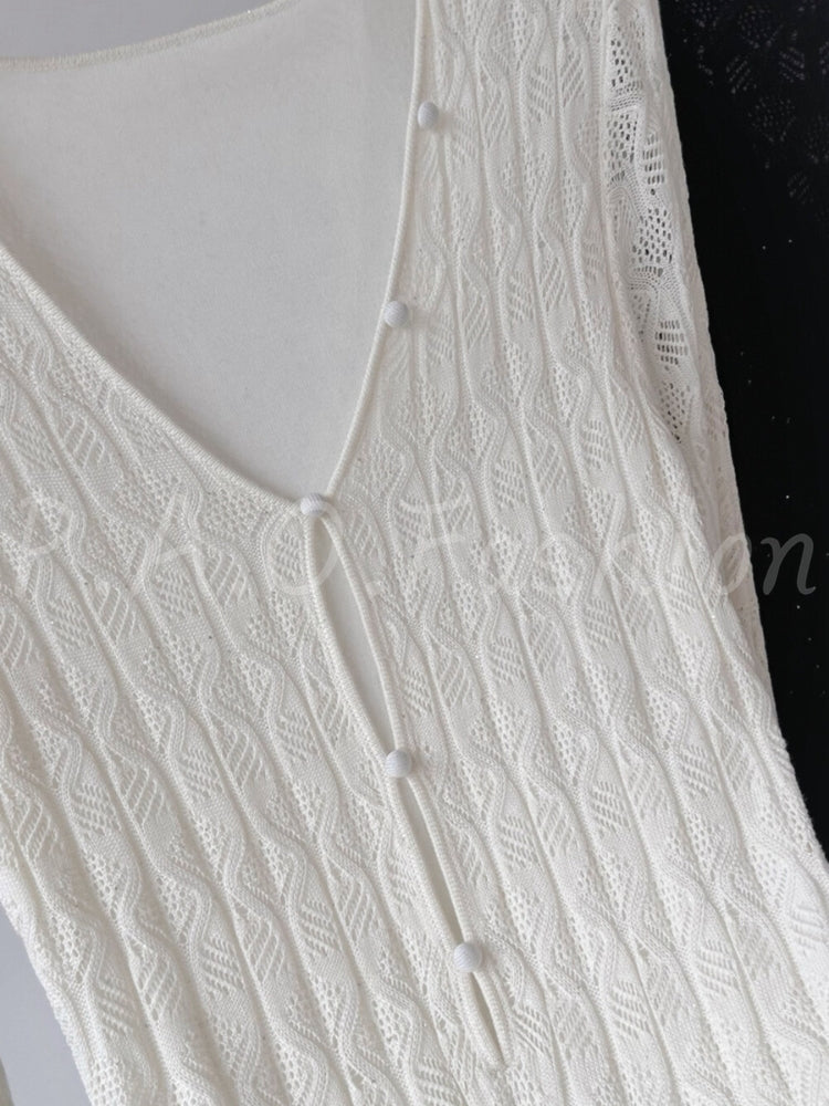 Open-Knit Bodycon Maxi Dress