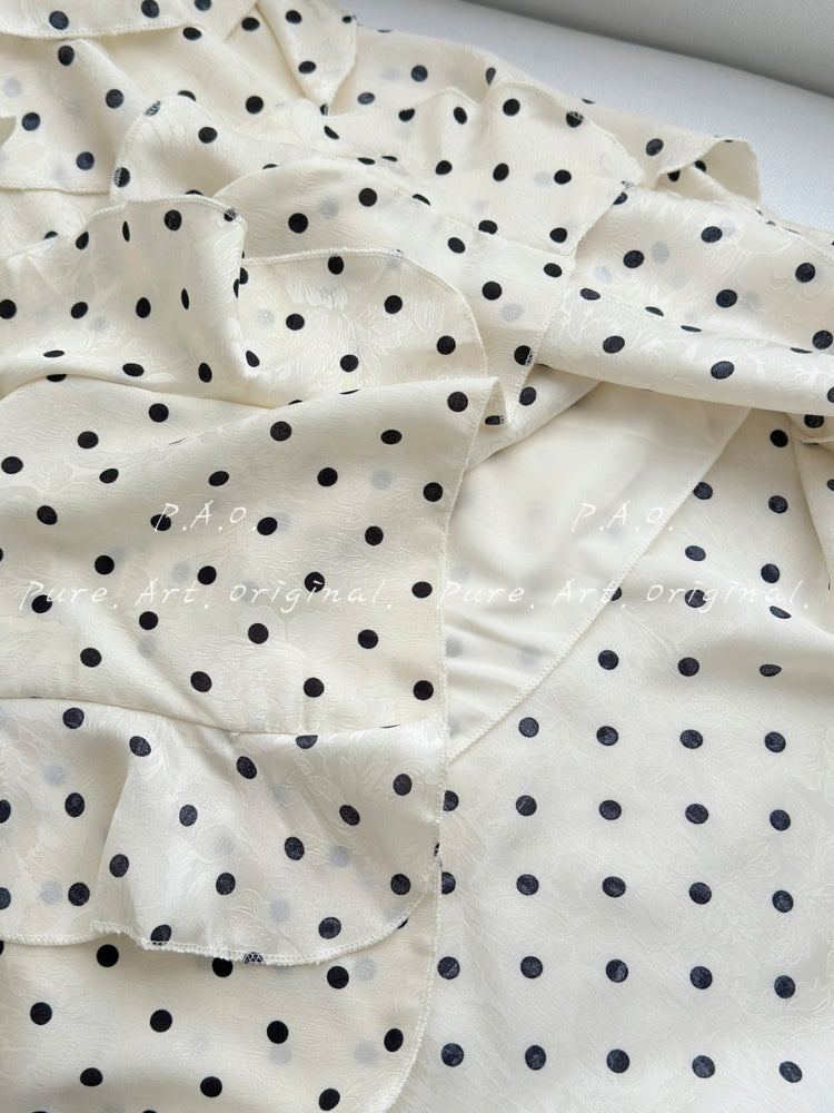 Élise Polka Dot Ruffle Slip Dress