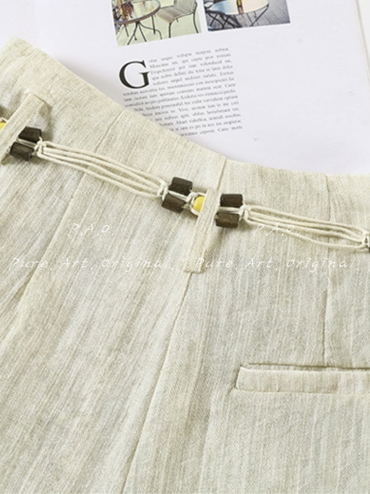 Boho Linen Blend Wide Leg Pants