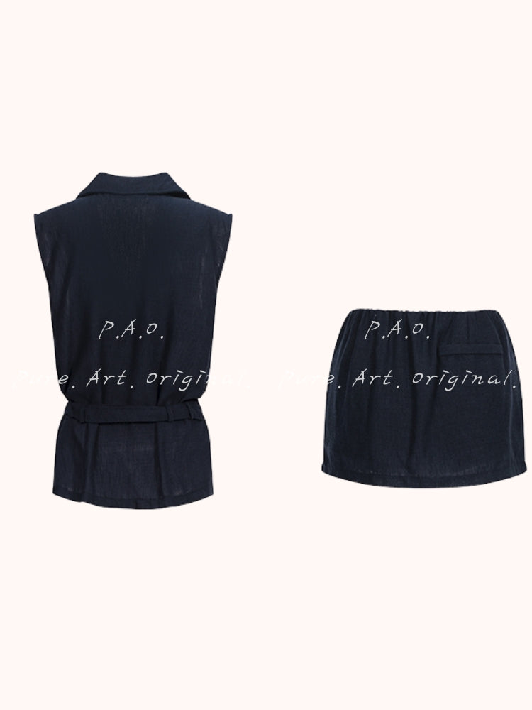 Minimal Linen-Feel Two-Piece Set