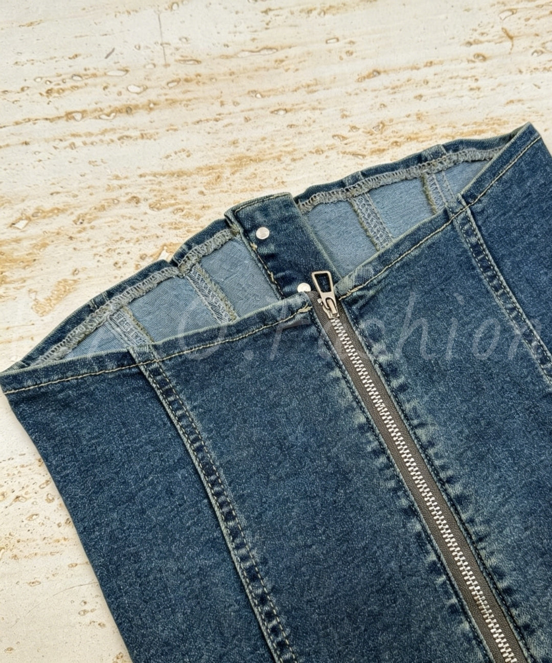 Denim Bandeau Top & Wide-Leg Pants Set[Available Now]