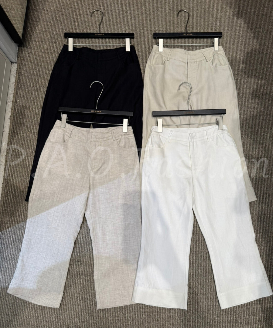 Lyocell Linen Blend Cropped Straight-Leg Pants