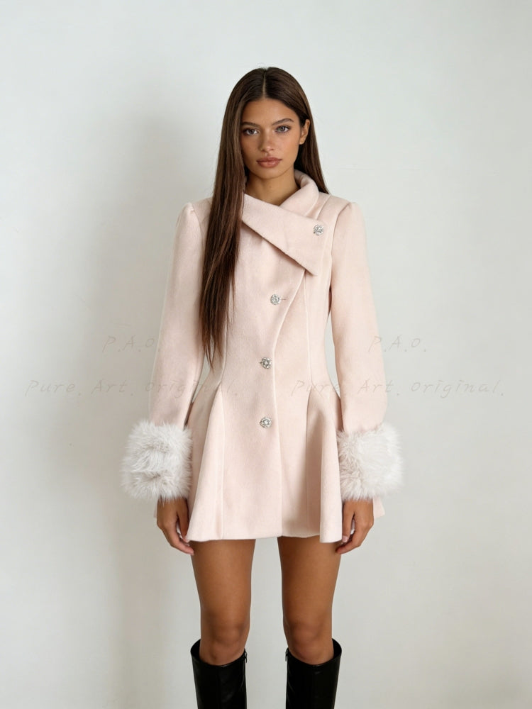 Tweed-Inspired Waist-Defining Mini Coat Dress