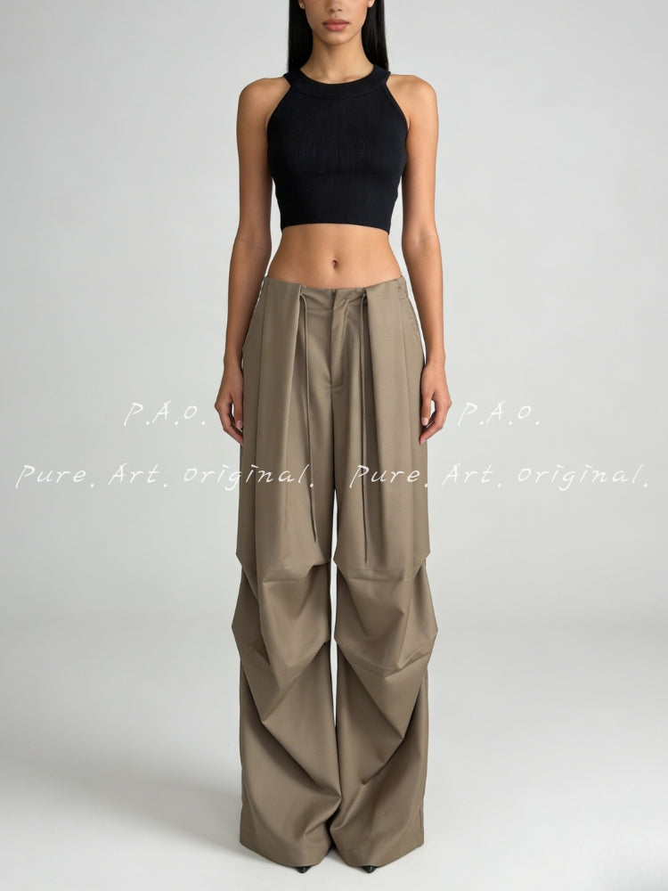 Effortless Drapey Wide‑Leg Casual Pants