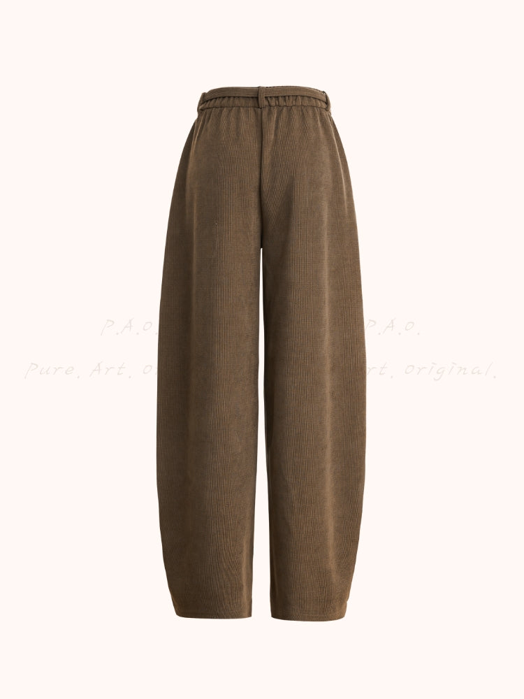 Corduroy Curve-Cut Casual Wide-Leg Pants