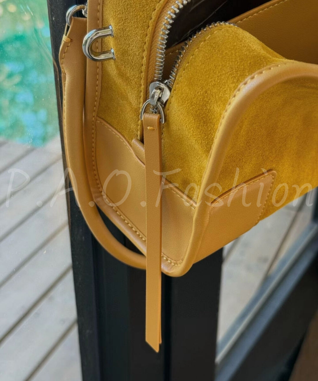 Minimal Suede Leather Top Handle Bag