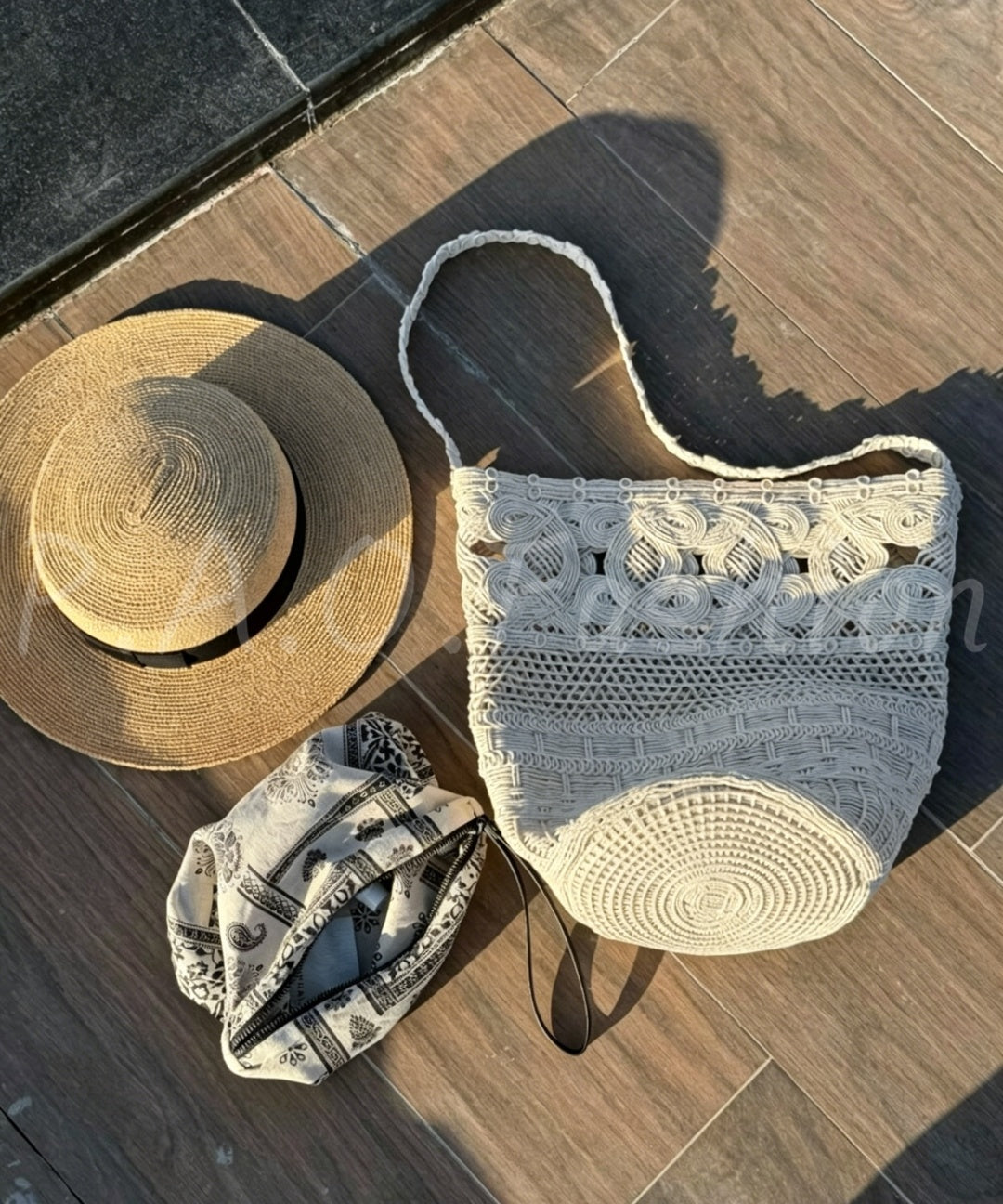 Handmade Crochet Open-Knit Tote Shoulder Bag